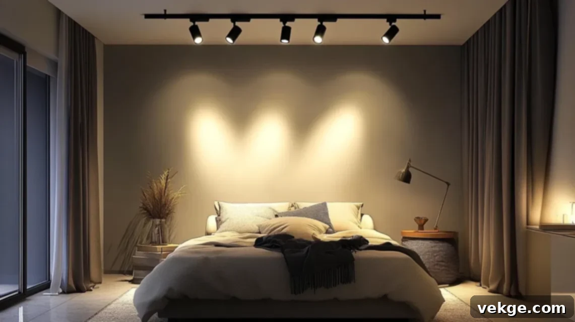 Track Lighting to Spread Brightness Evenly in a Small Bedroom
