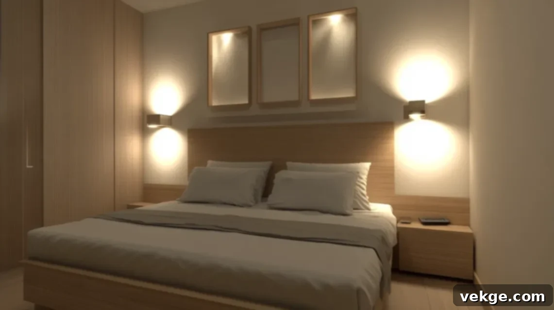 Wall-Mounted Uplighting to Create a Height Illusion in Small Bedrooms