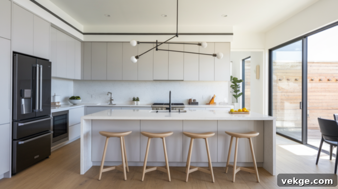 Modern Minimalist Grey Kitchen with White Countertops