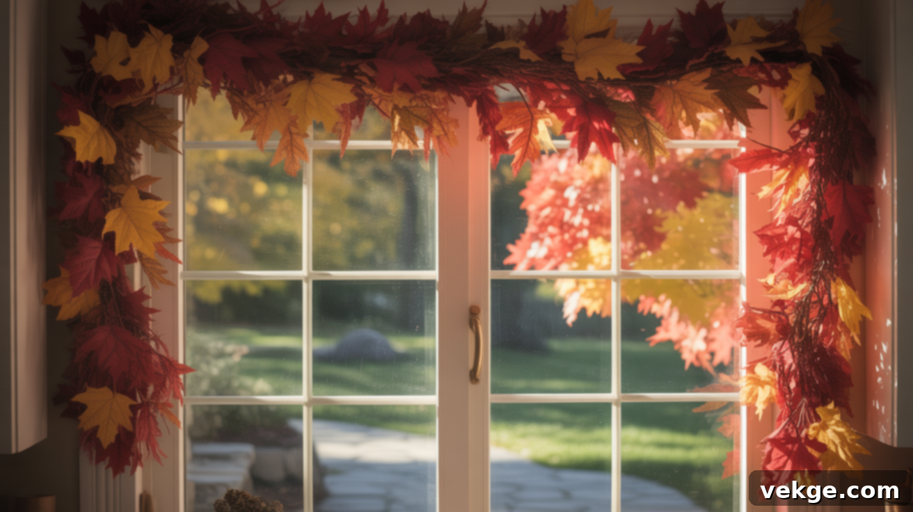 Line_the_Windowsill_with_Faux_Leaf_Garlands