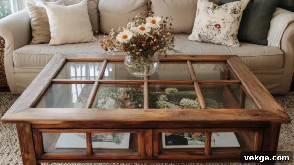 Upcycled Coffee or End Table with an Old Window Top