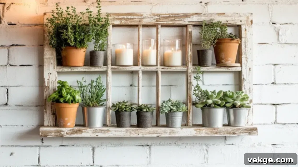 Farmhouse Style Wall Shelf Made from an Old Window