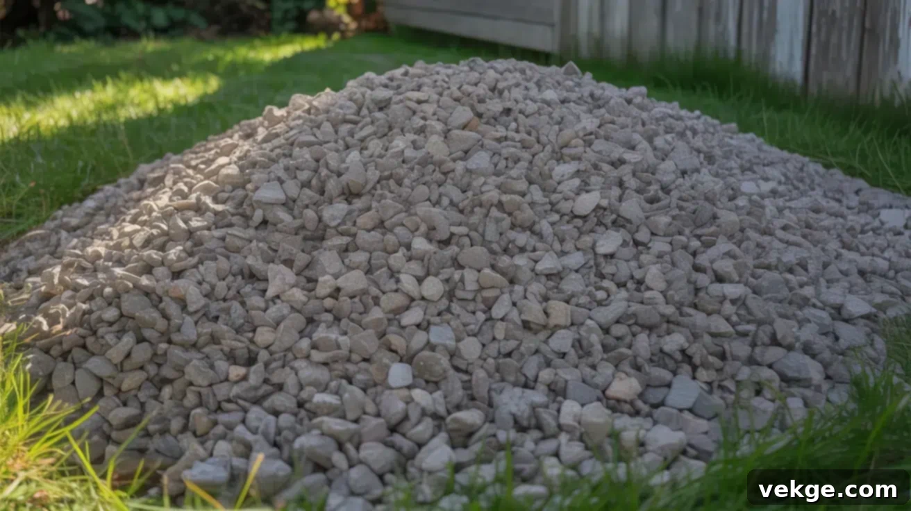 #57 Stone gravel for shed foundation, uniform small crushed stones