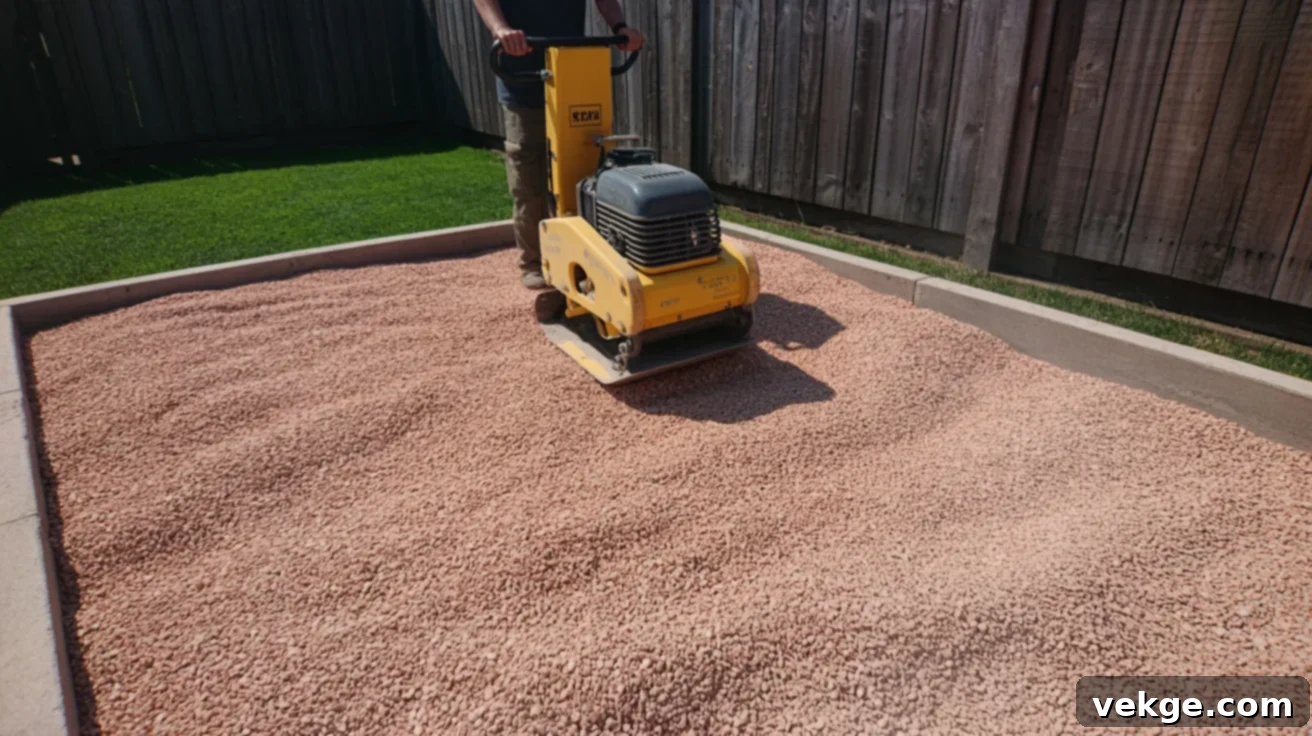 Crusher Run gravel with fine dust for a compact shed base
