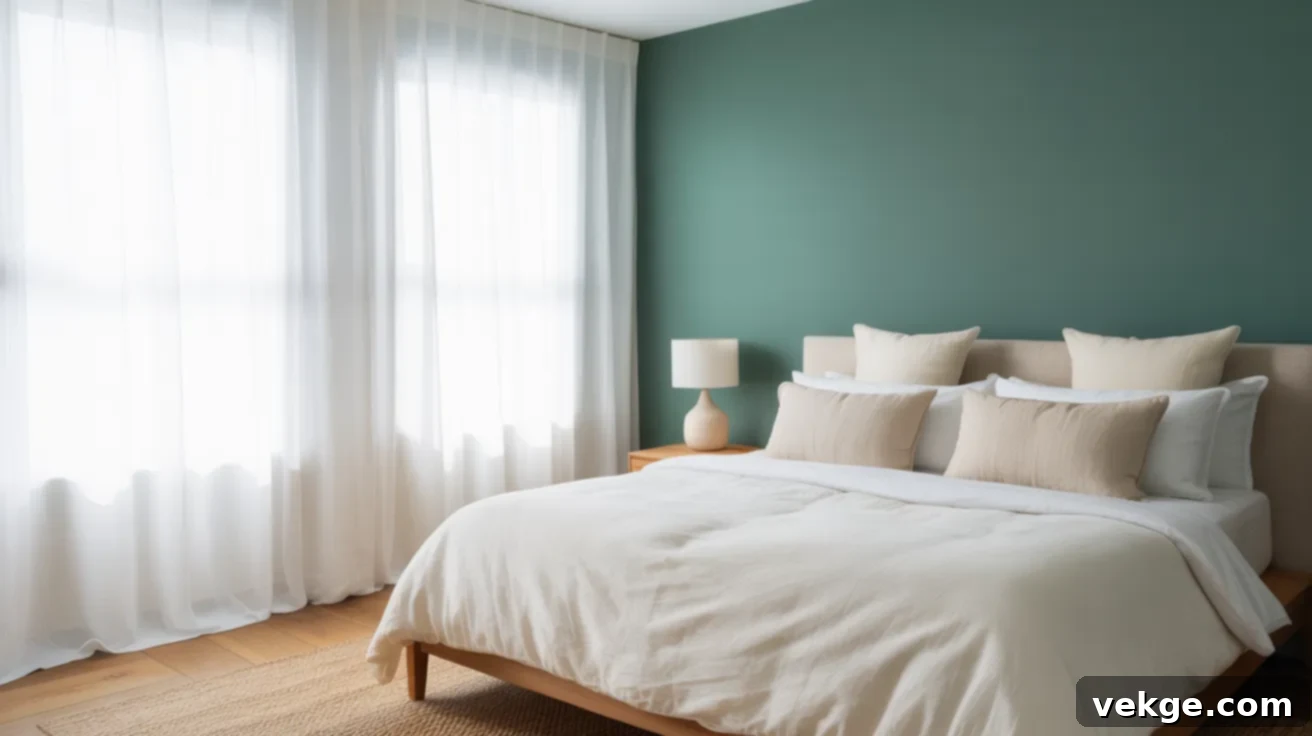Bedroom with Tarrytown Green accent wall
