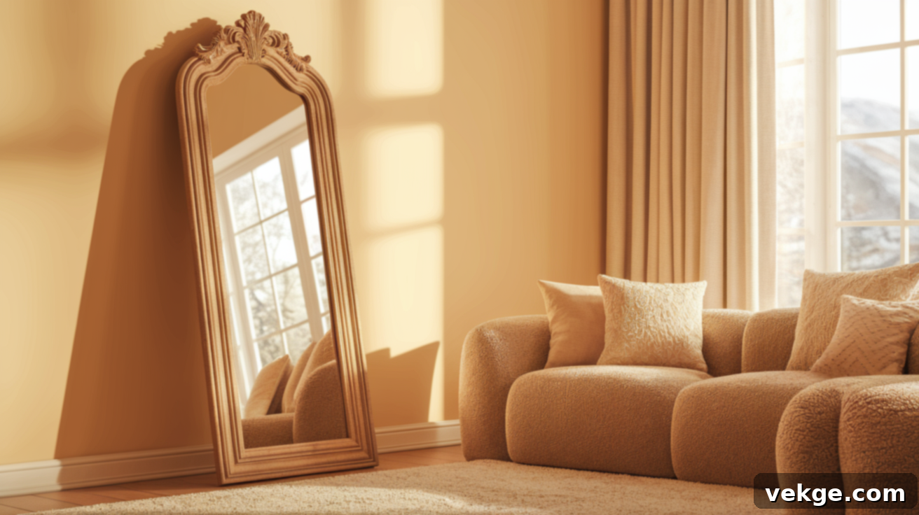 Floor Mirror with Wood Frame