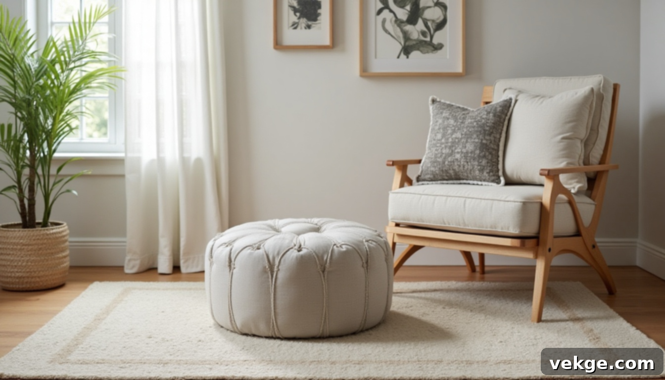 Cotton Canvas Floor Pouf