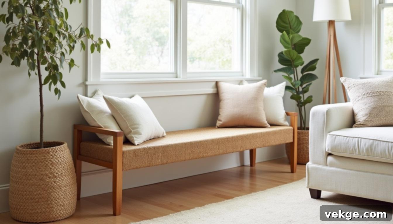 Bench with Woven Seat