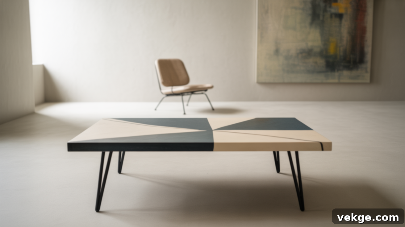 Geometric Tape Lines Coffee Table Design