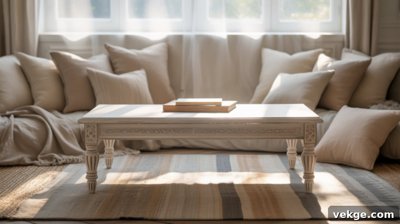All-White Carved Details Coffee Table
