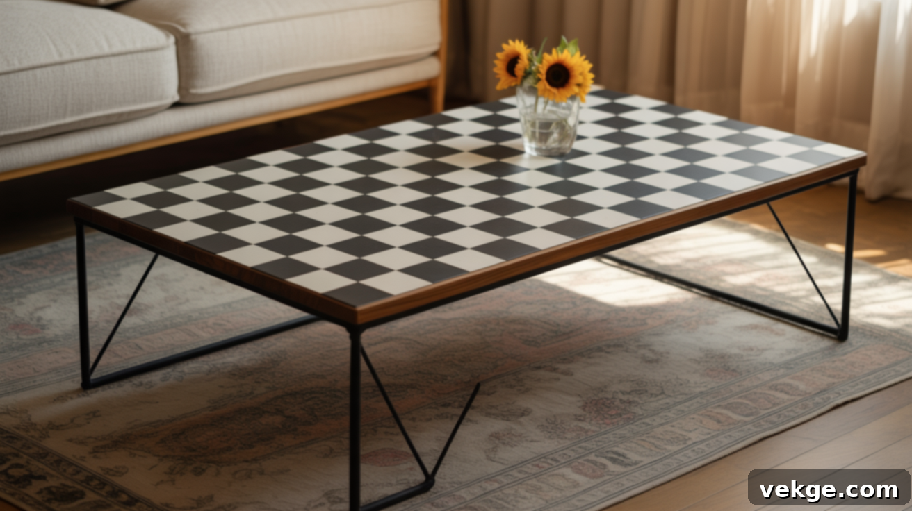 Black and White Checkered Top Coffee Table