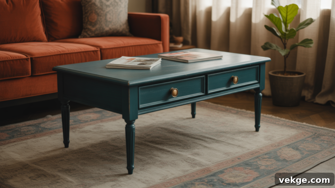 Dark Teal Brass Handles Coffee Table