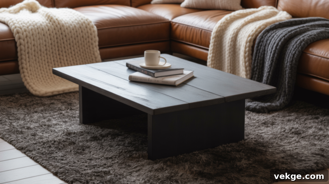 Dry Brushed White Over Black Coffee Table