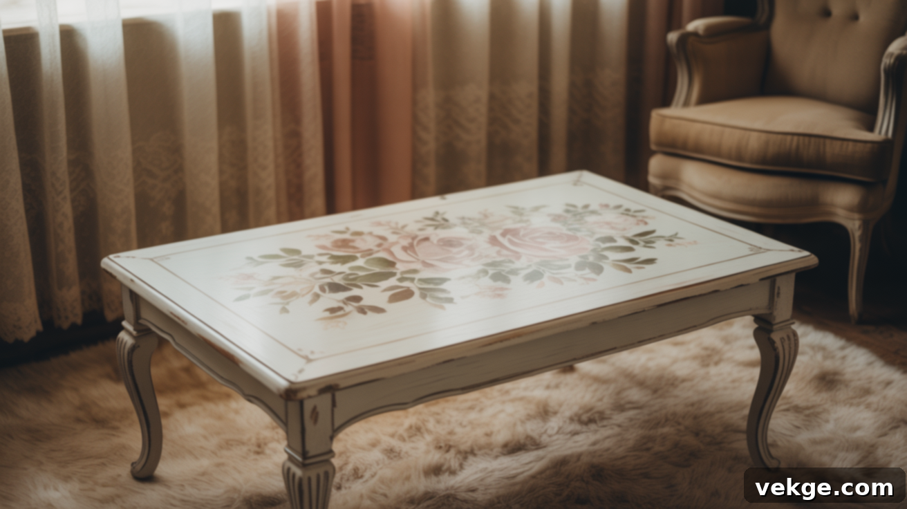 Stenciled Floral Top Coffee Table Design