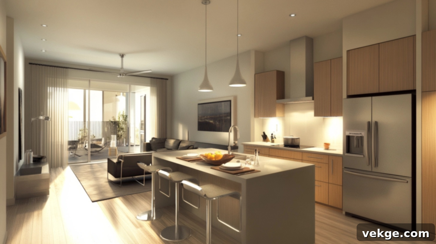 Open-concept Modern Kitchen featuring sleek, full-overlay cabinets