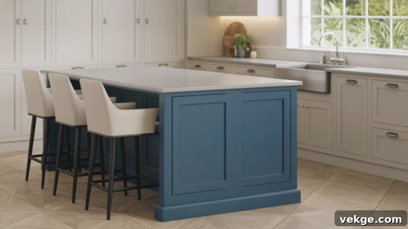 Painted Island with Neutral Cabinets