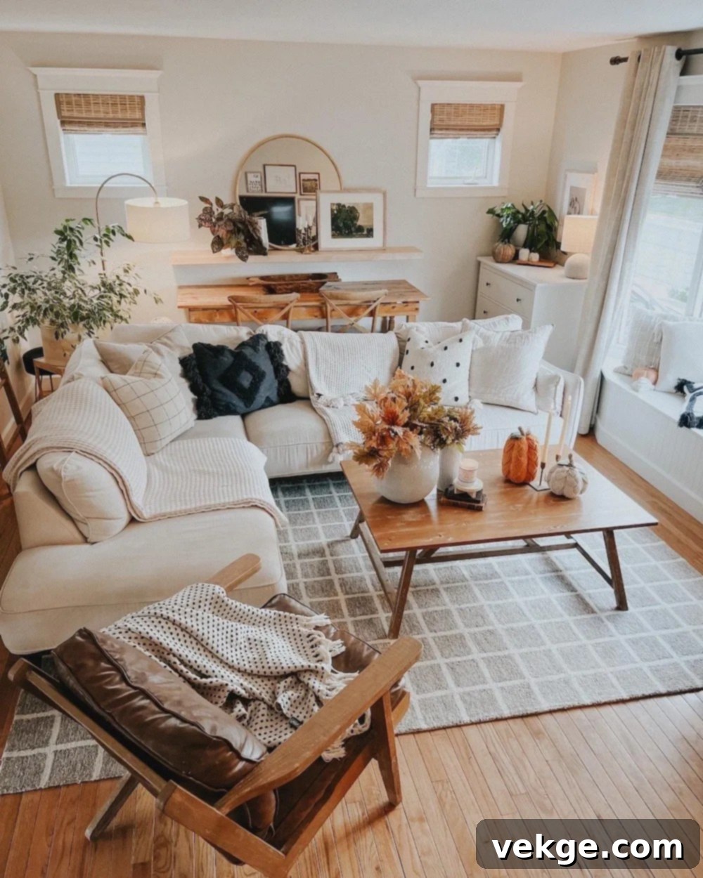 Mid-Century Modern Boho Living Room Example