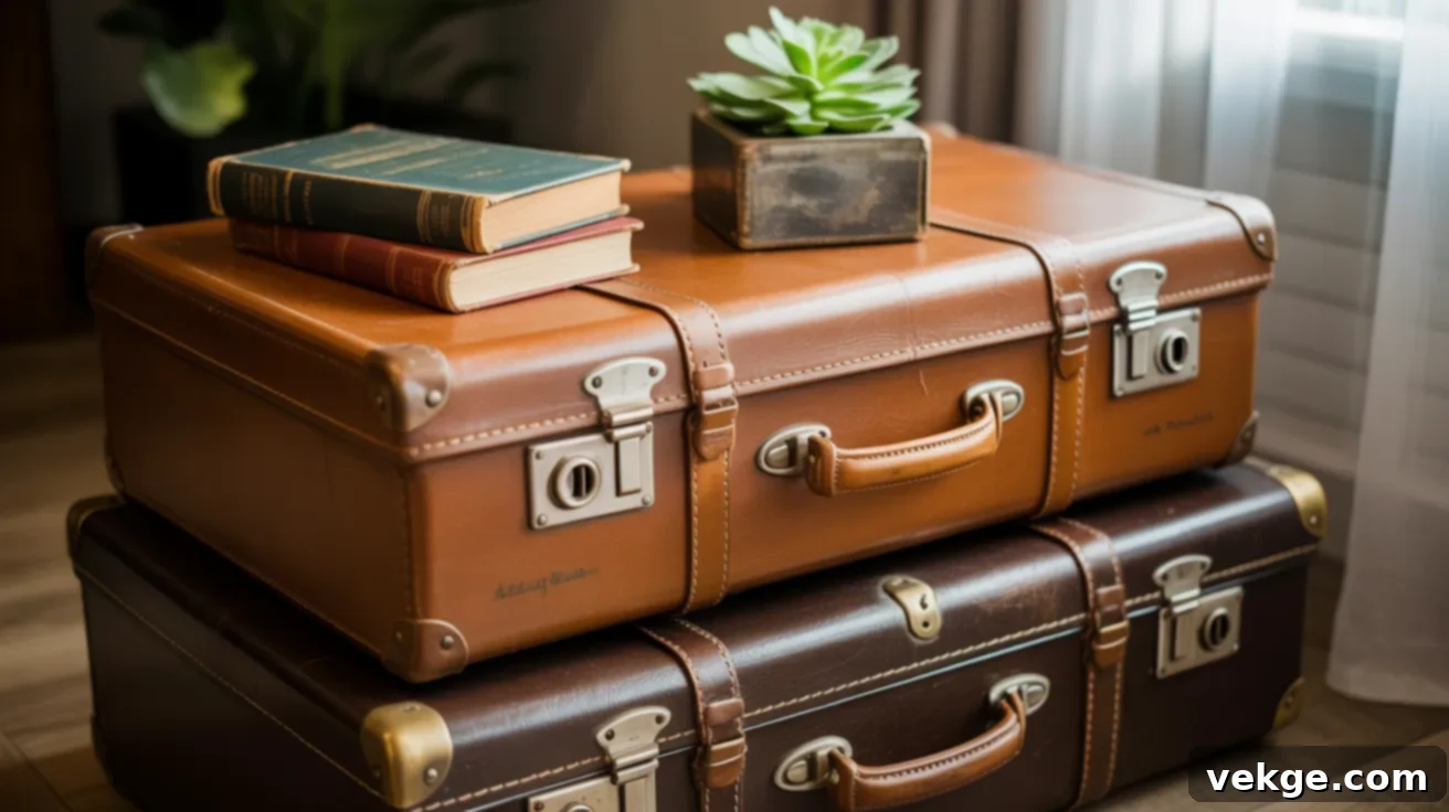 Repurposed Vintage Suitcase as a Side Table