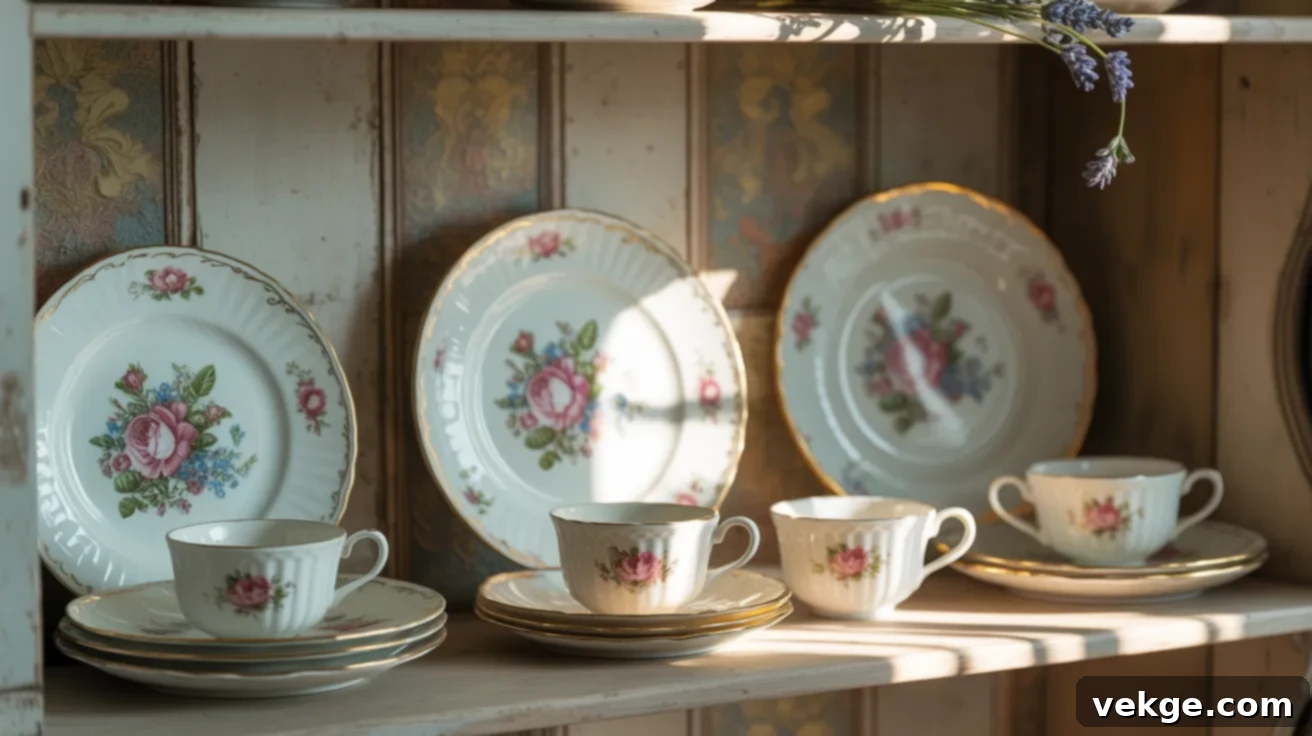 Vintage Floral China Plate Display