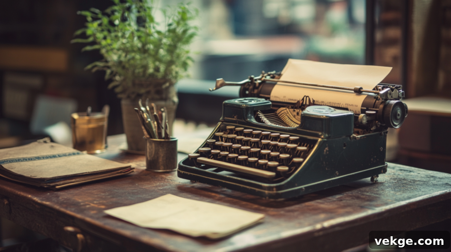 Decorative Vintage Typewriter on a Desk