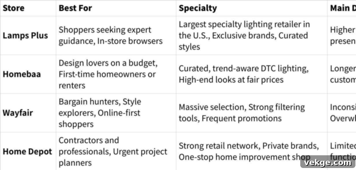 Comparison of Top 5 Online Lighting Stores