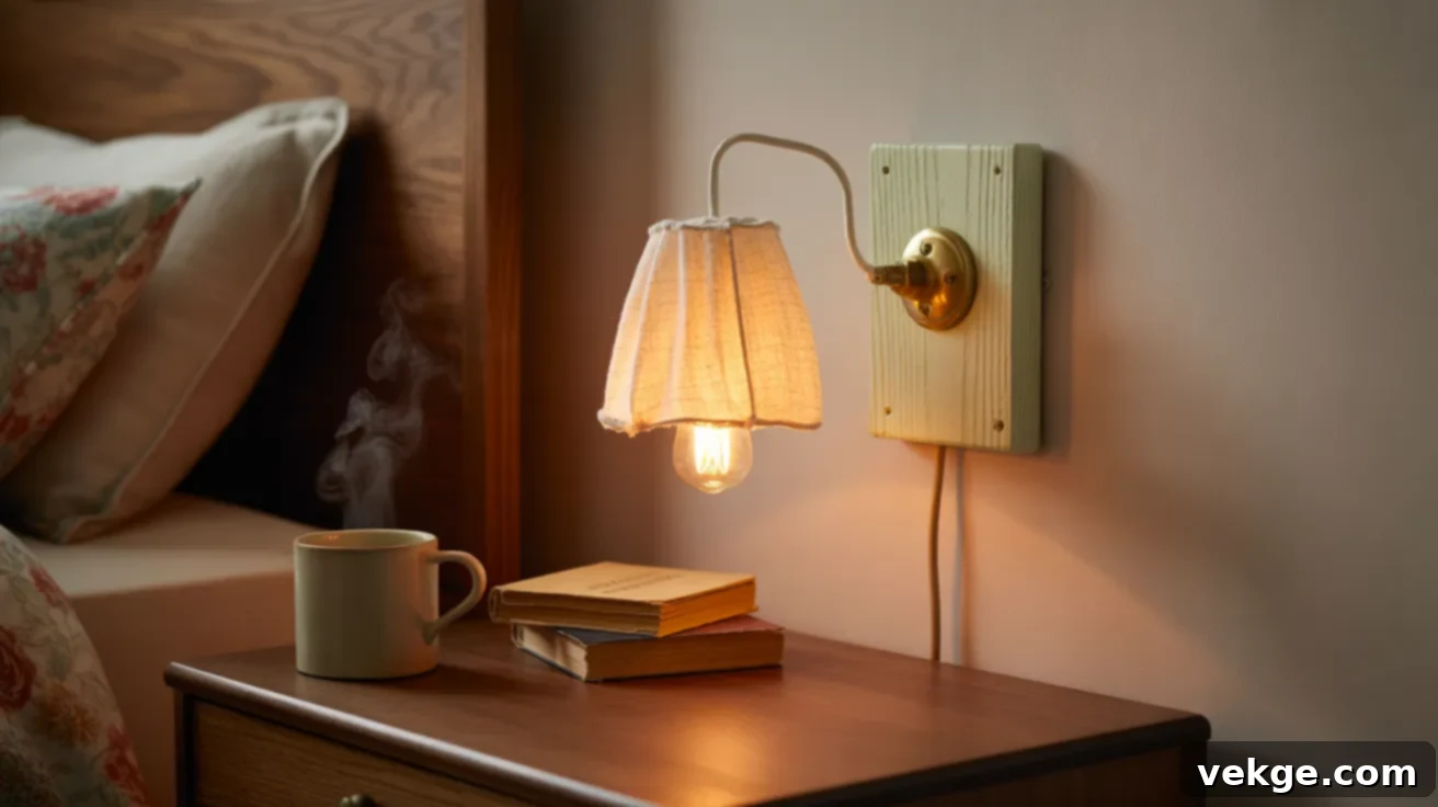 Plug-In Wall Sconce With Fabric Shade