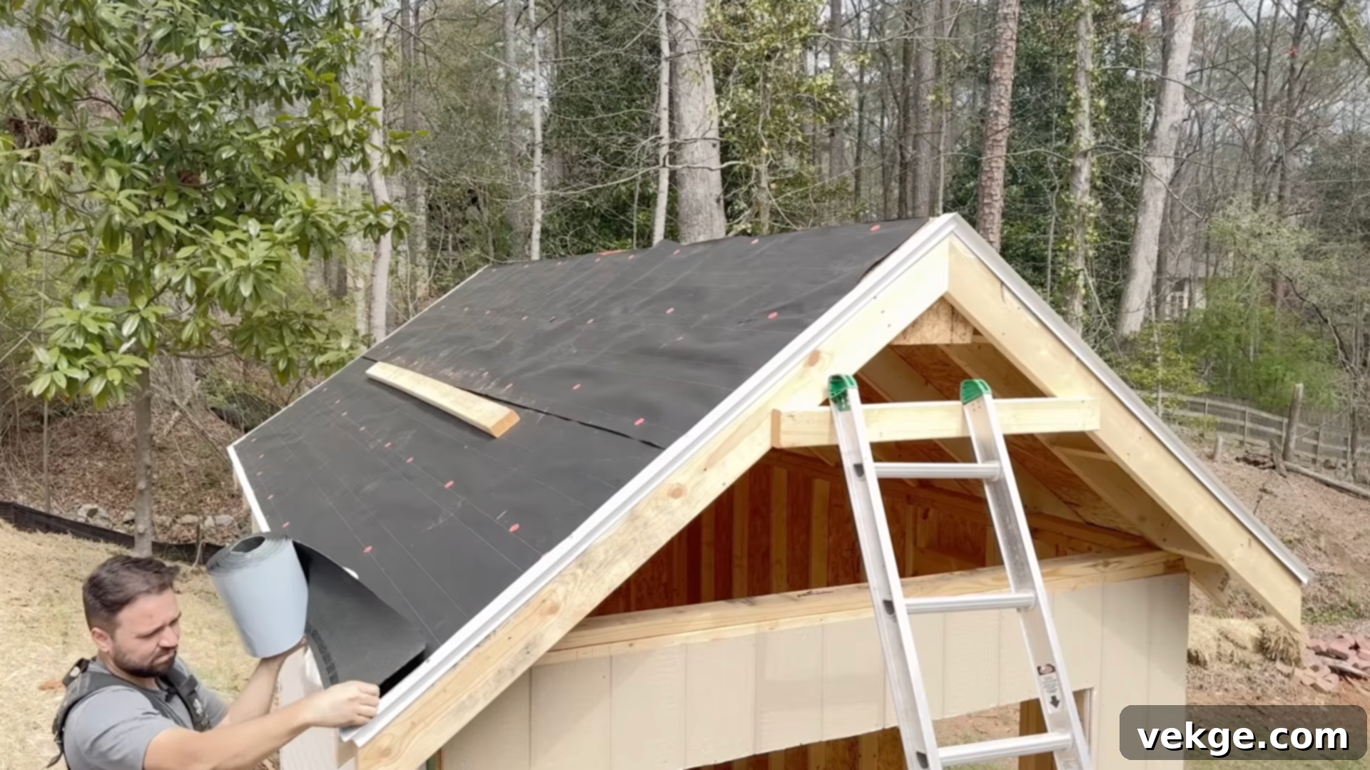 Step_6_Roof_Sheathing_and_Shingles - Applying OSB sheathing and asphalt shingles to an 8x12 shed roof