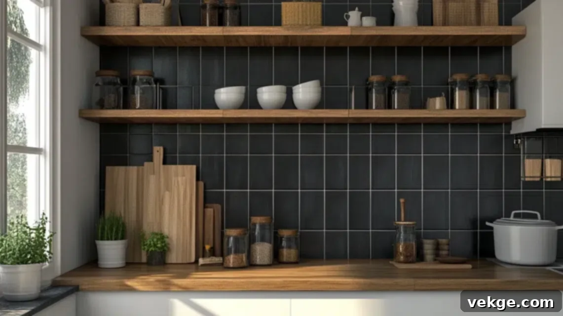 Matte Black Tile Backsplash