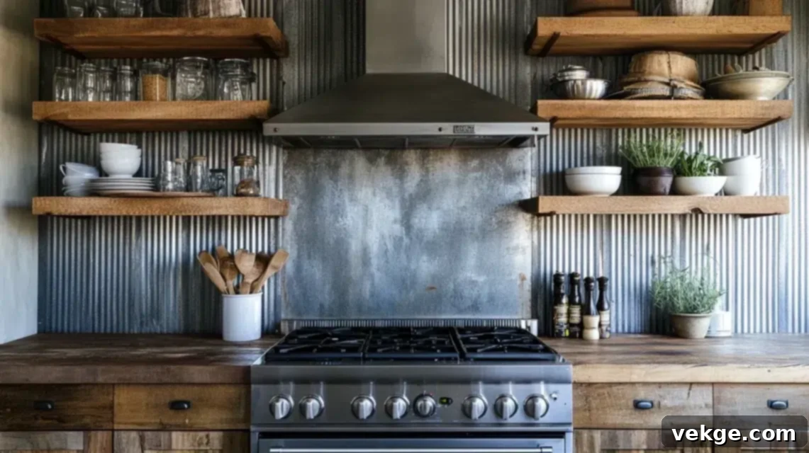 Rustic Metal Panels Backsplash