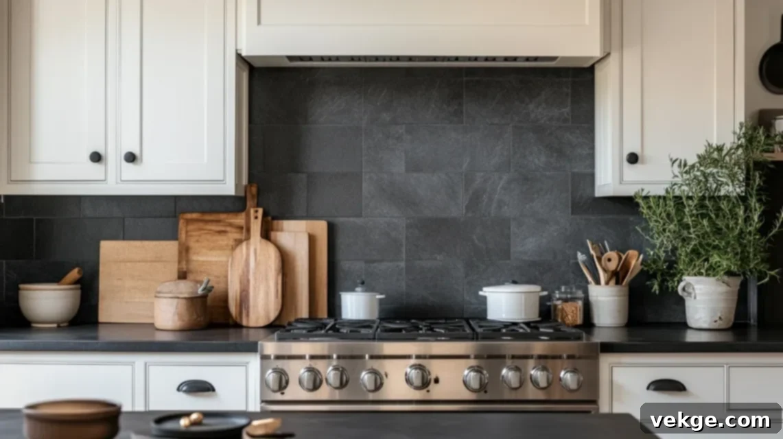 Charcoal Gray Tile Backsplash