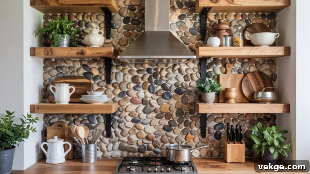 Pebble Tile Backsplash