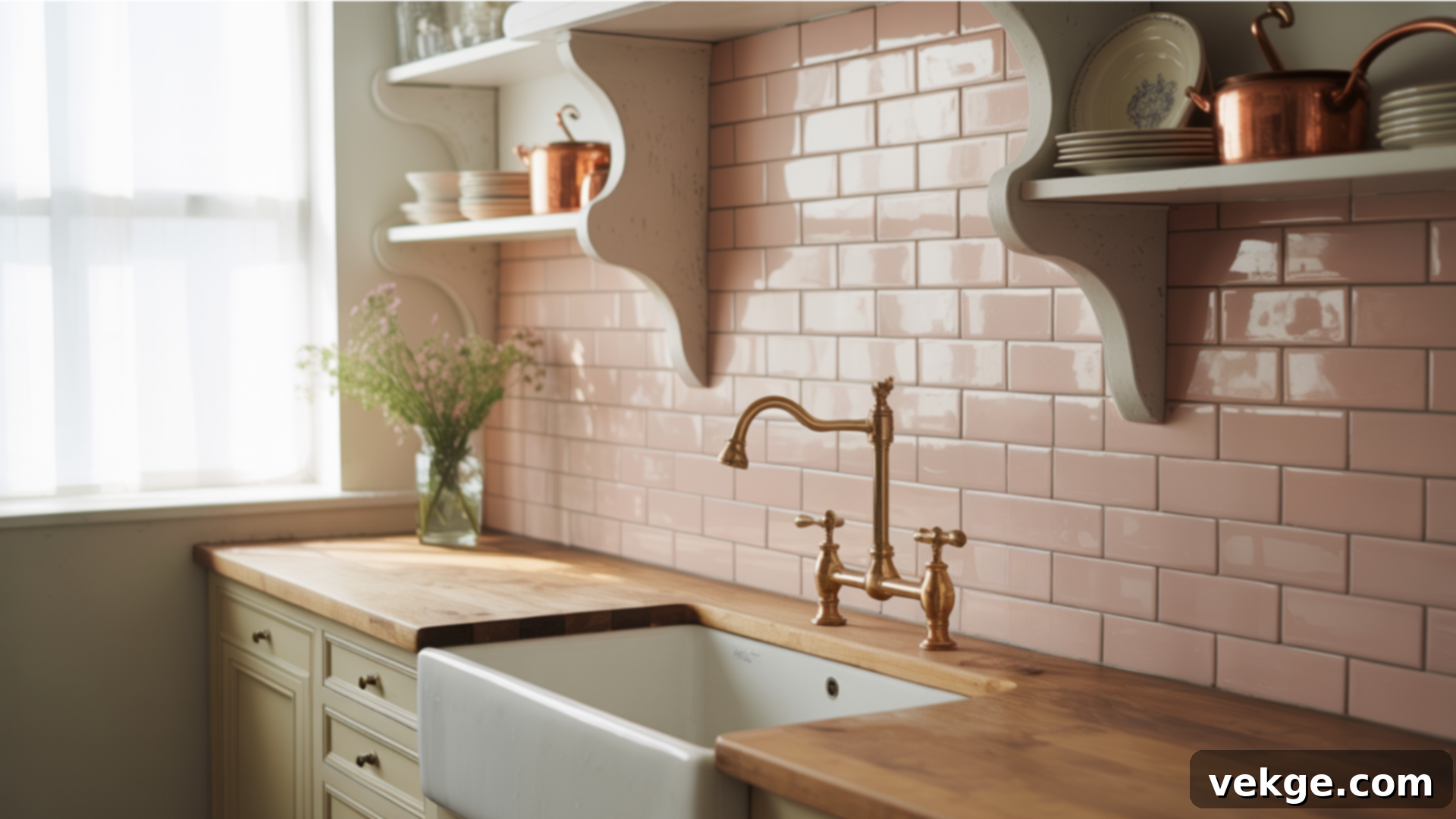 Pale Pink Tile Backsplash