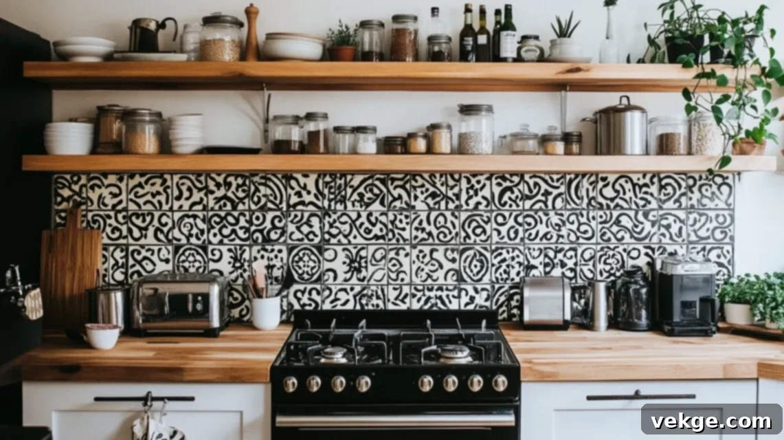 Patterned Cement Tile Backsplash
