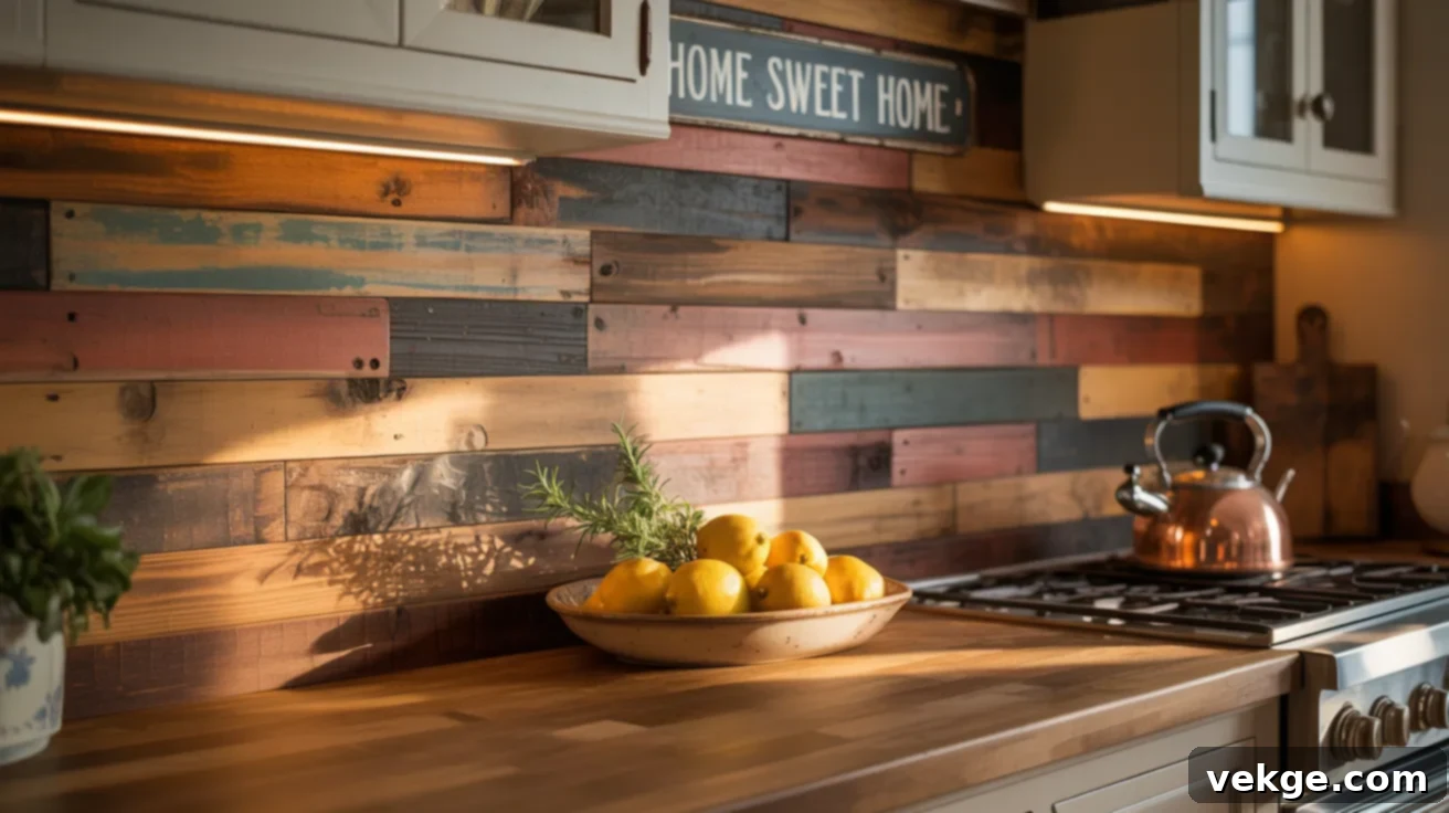 Rustic Reclaimed Wood Backsplash