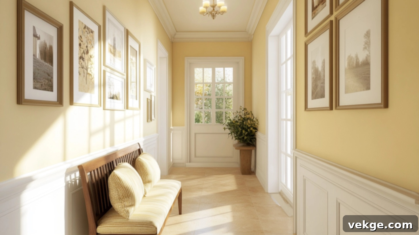 Off-White with Yellow Undertones creates a sunny hallway