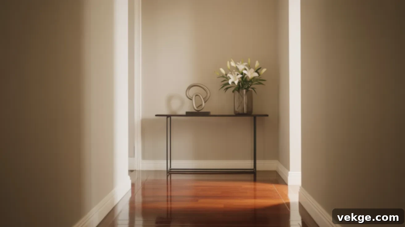 Bone paint adding sophisticated brightness to a hallway