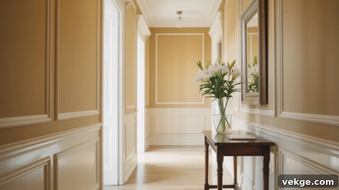 Soft Almond paint for a warm, inviting, light hallway