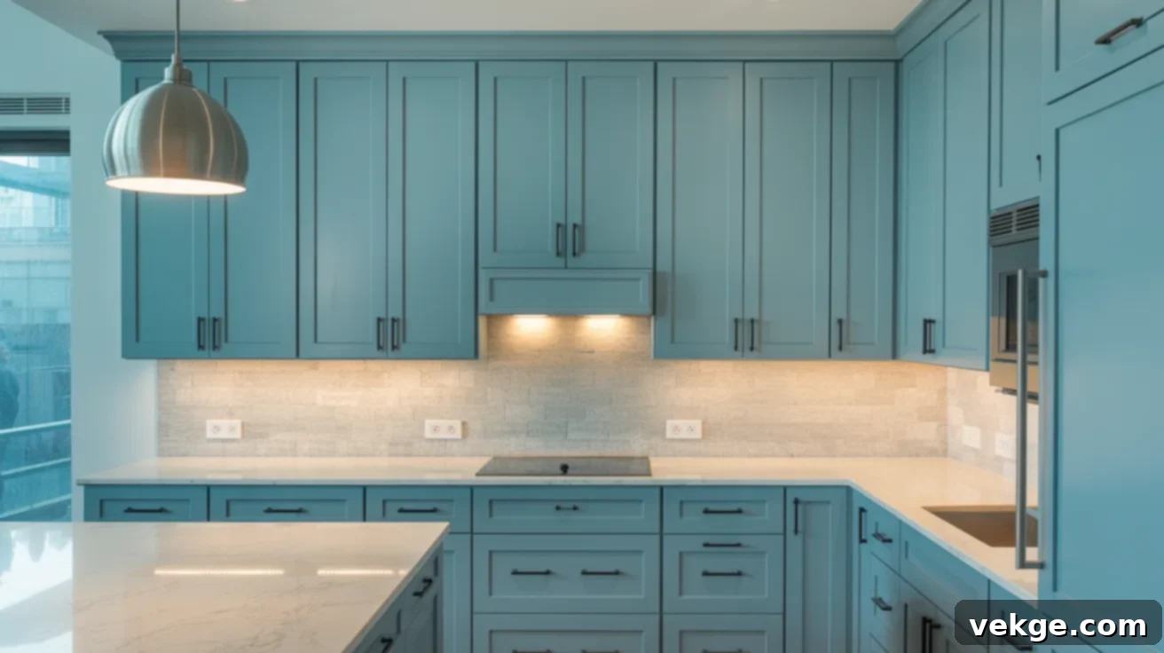 Baltic Sea Blue Kitchen Cabinets