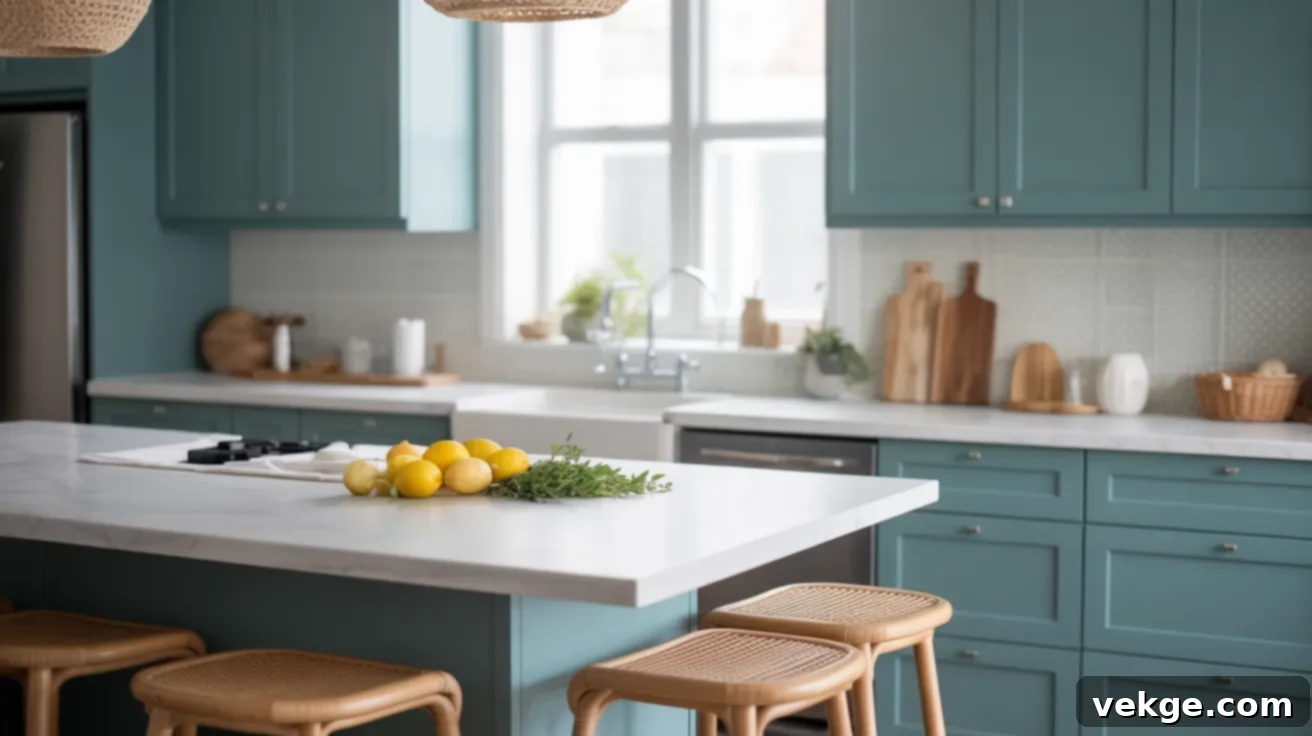 Still Water Blue Kitchen Cabinets