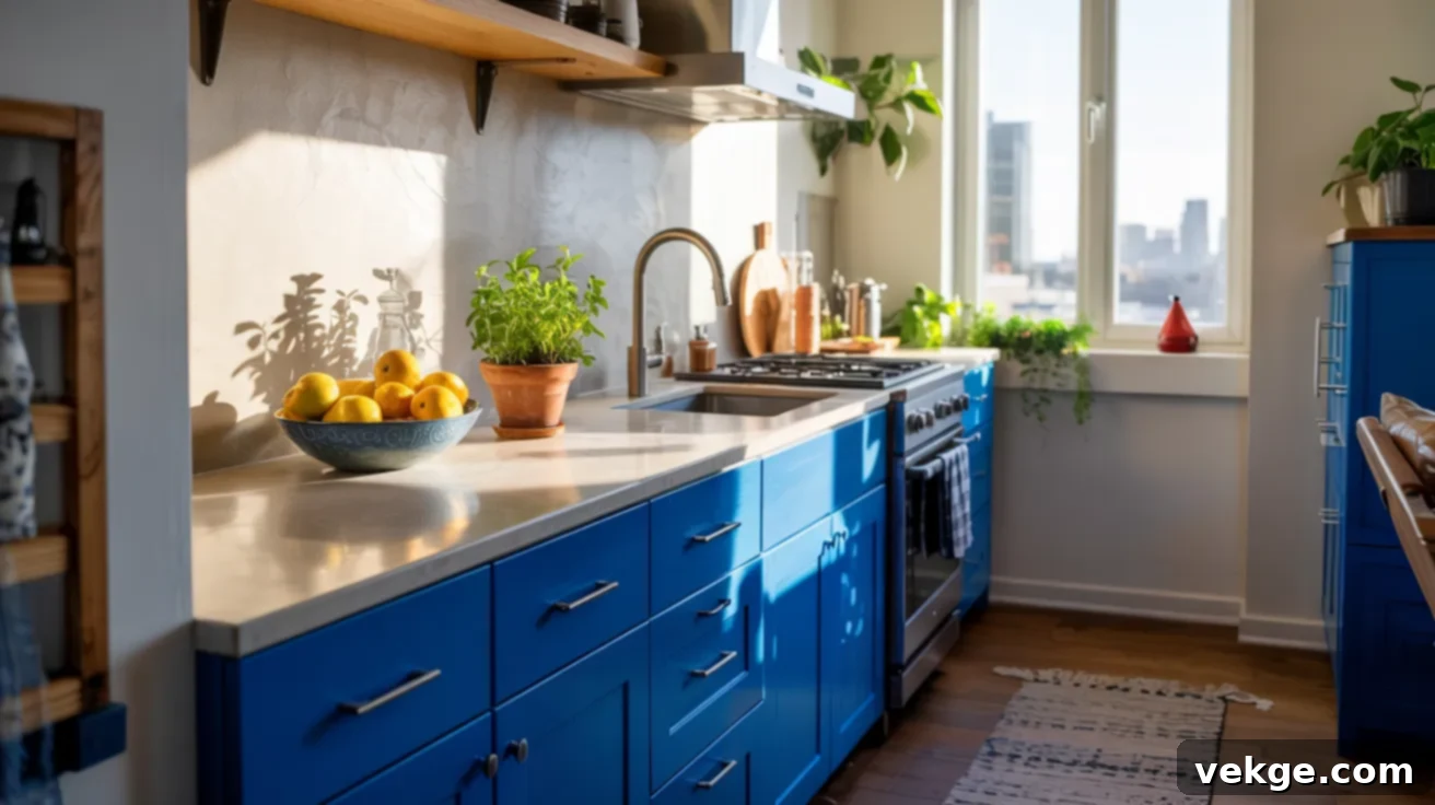 Blueberry Blue Kitchen Cabinets