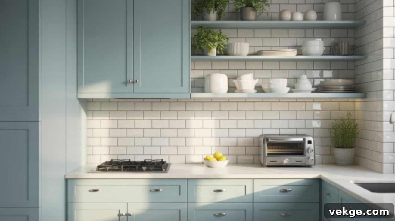 Cool Space Blue Kitchen Cabinets