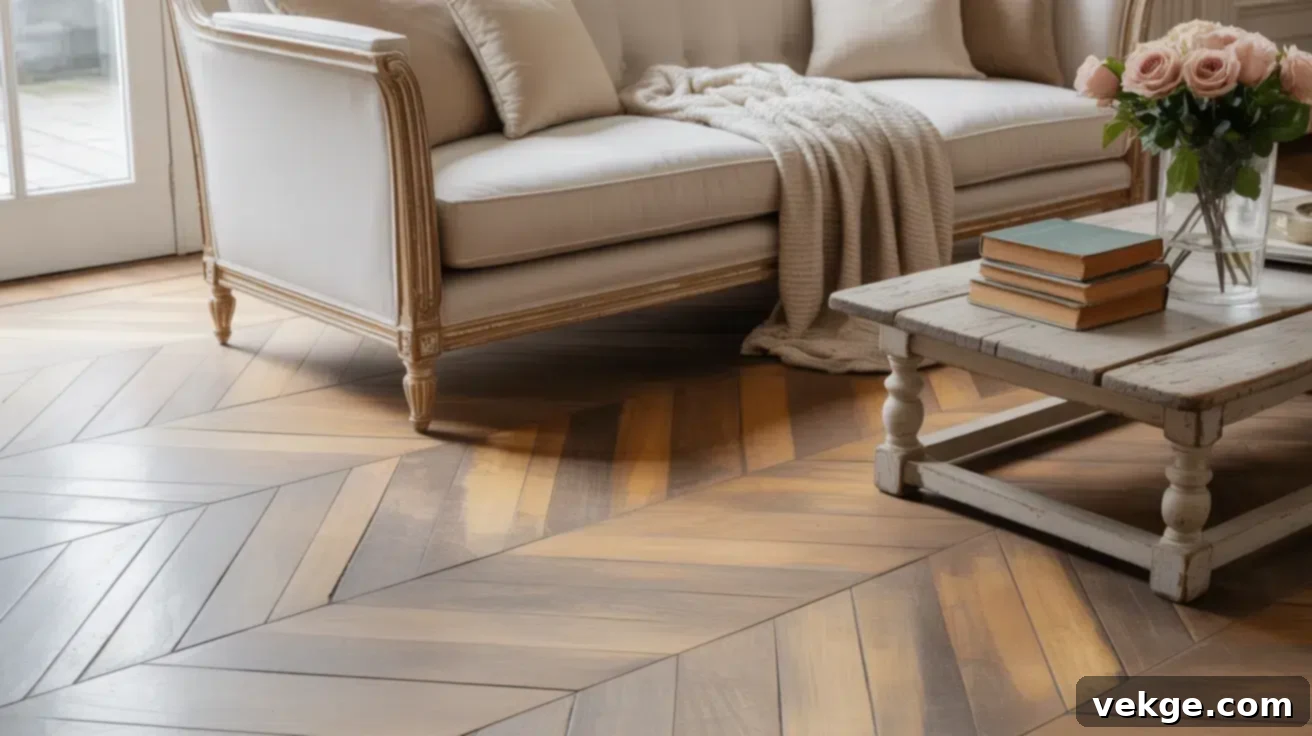 Herringbone Floors and Shabby Chic for French Flair