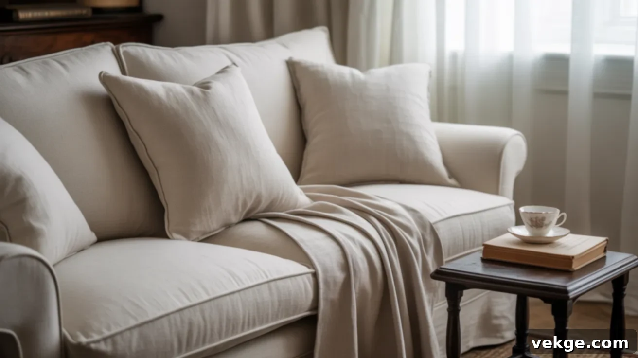 Linen Slipcovers on Sofas for French Country Comfort