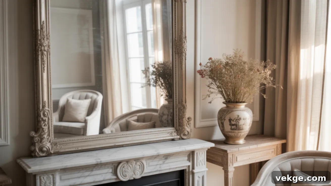 Oversized Ornate Mirror for a Grand French Statement