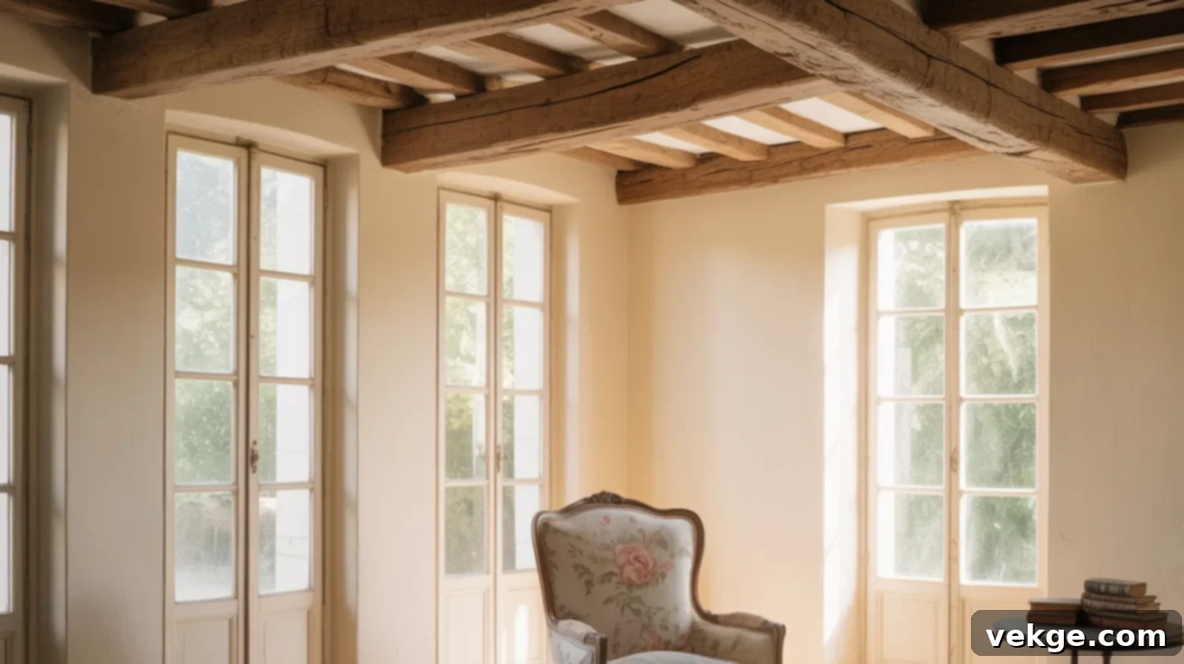 Exposed Wood Ceiling Beams for French Country Charm