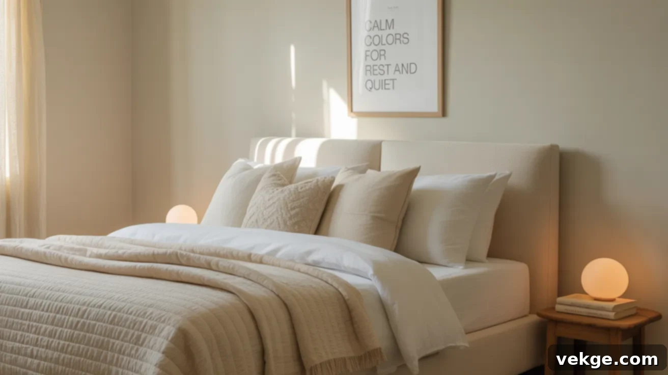 Bedroom painted in a calm Sherwin-Williams warm neutral, promoting rest and quiet