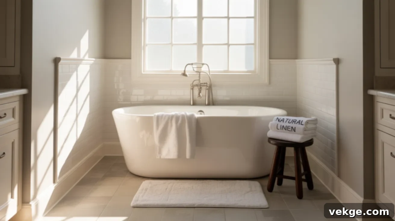 Bathroom painted in a clean Sherwin-Williams warm neutral, light and fresh