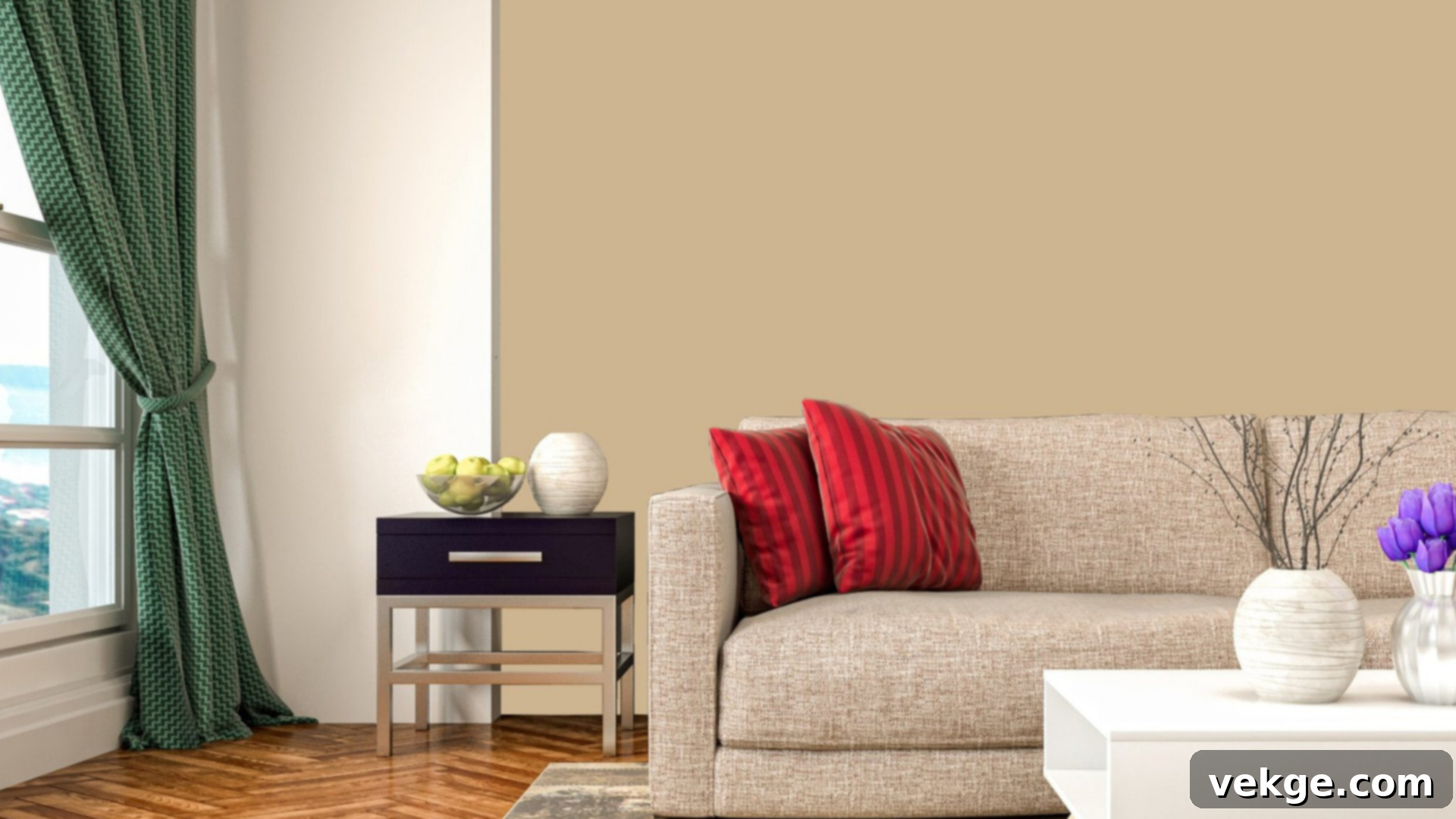 Whole Wheat (SW 6121) yellow beige paint color by Sherwin-Williams for a rustic style