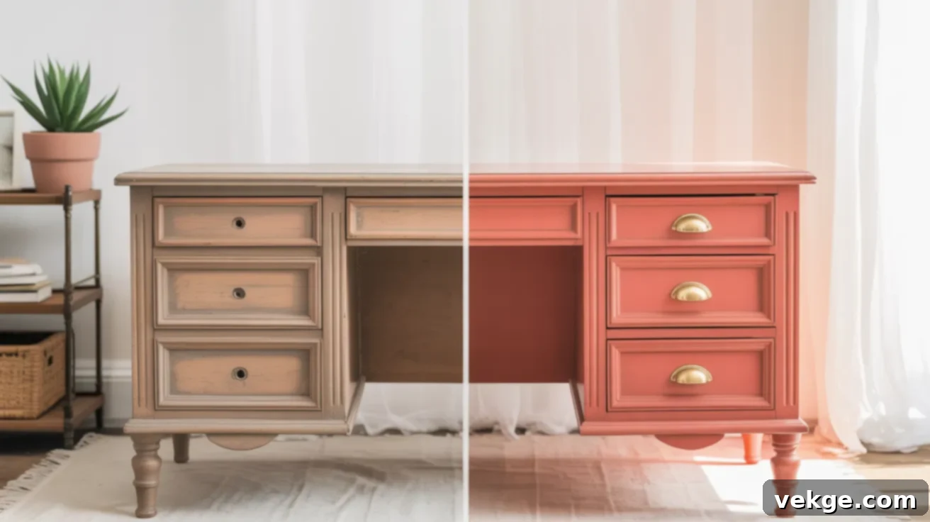 Coral_Painted_Desk_with_Gold_Pulls