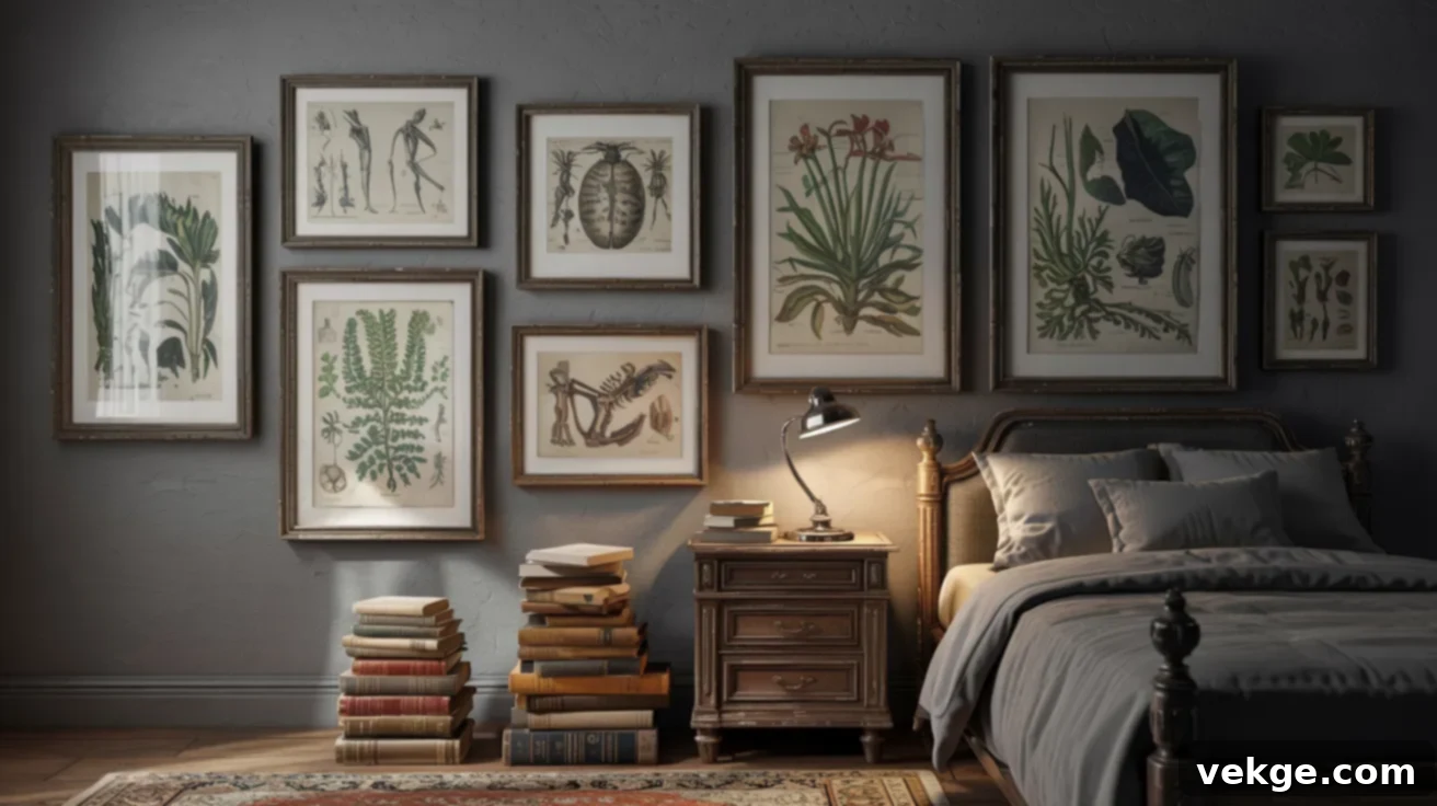 Introduce Botanical and Anatomical Sketches for Scholarly Dark Academia Wall Decor